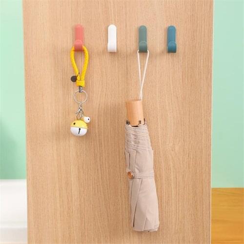Key Hook Towel Hook Plastic Door Hanger Wall Hanging Storage Self-adhesive Hook Hat Rack Home Decoration 4 Pcs