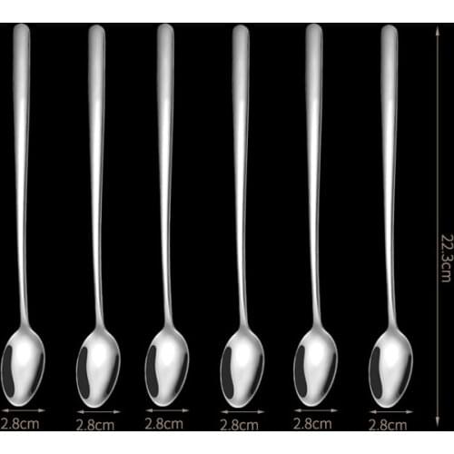 Mini spoon Long Handle Stainless steel Spoon set 6/12/18/24/30 pcs Tea spoon Dessert coffee ice cream spoons Kitchen accessories