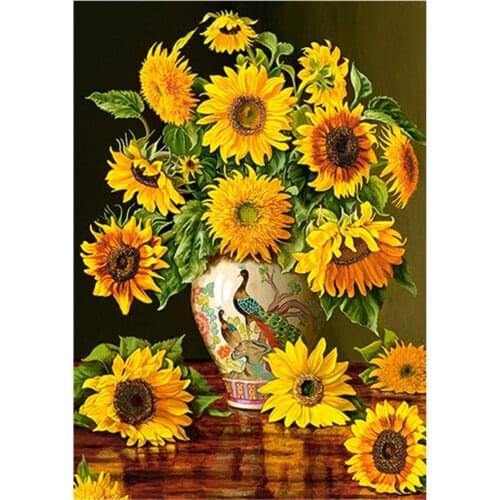 Flower Vase DIY Embroidery Cross Stitch 11CT Kits Craft Needlework Set Printed Canvas Cotton Thread Home Decoration Room