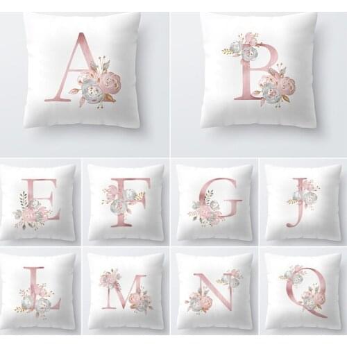 Letter Pillow Cover 45x45cm Childrens English Alphabet For Home goods Cushion Cover Flower cotton