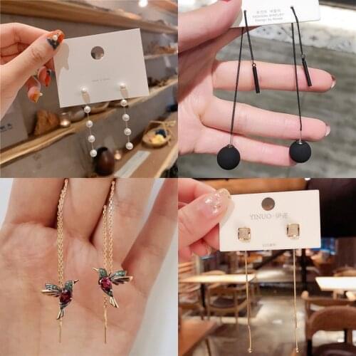 New Crystal Long Tassel Dangle Earrings for Women Wedding Bride Exquisite Drop Earing 2021 Korean Fashion Jewelry Gifts