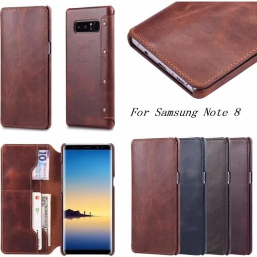 2017 New Luxury Genuine Leather Flip Case For Samsung Galaxy Note 8 Retro Flip Cover Style Phone Case For Galaxy S8 Plus Case