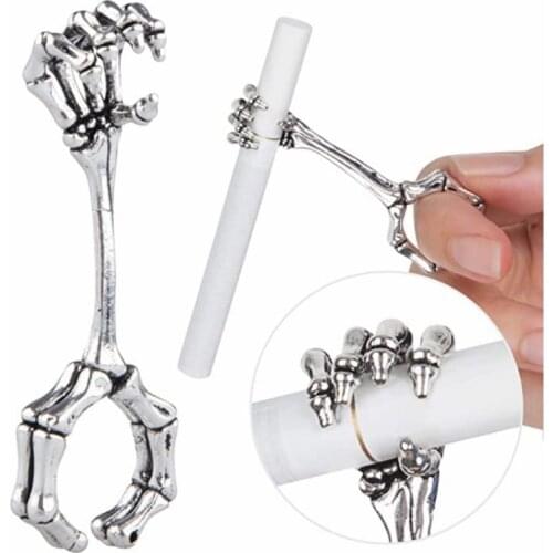 New Style Cigarette Holder Ring Hand Bone Smoking Personalized Retro Punk Gadgets For Men Women Bronze Opening Adjustable Tools