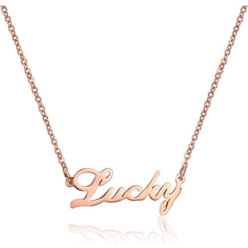 Charm Rose Gold Color lucky Design Pendants Necklaces For Women Trendy Stainless Steel Chain collar Jewelry Gift