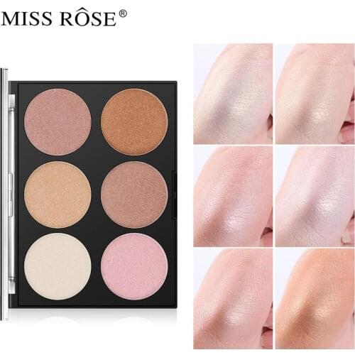 6 Colors Highlighter palette gold shimmer face powder iluminador maquiagem bronzer contour kit by Miss rose MS089