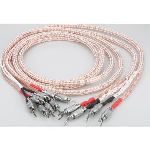 Pair Audiocrast 12TC HI-FI Bi-Wire Speaker Cable OCC Copper High-End Hifi Speaker Cable Audio line For speaker