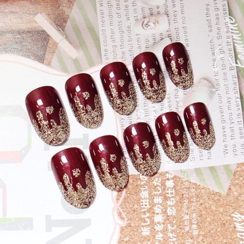 Durable 24 Pcs/ Set Charming Fake Nail Shimmer Glitter Design Nail Art False Tips Full Cover Nails Art Tips