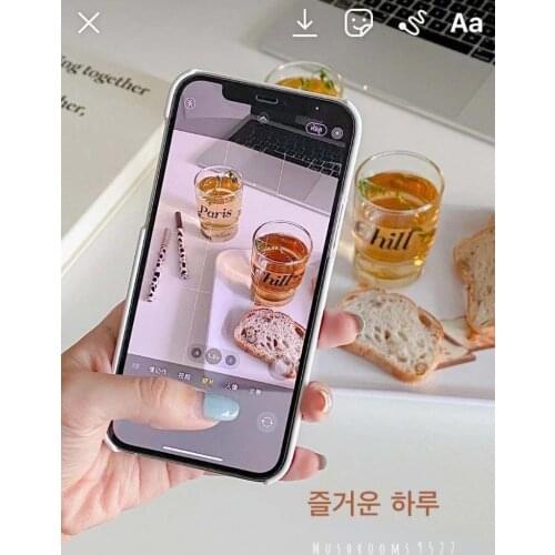 Simple Niche Paris Letter Printing Glass Coffee Shop Korean Style Latte Coffee Cup Breakfast Milk Cup