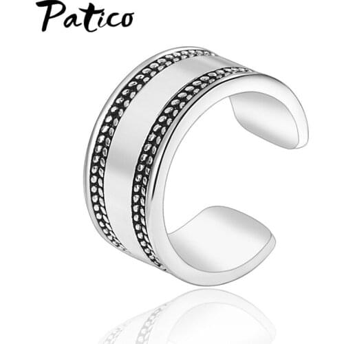 Simple Fashion Pearl Chain Tassel 925 Sterling Silver Temperament Female Resizable Opening Adjustable Rings CZ Crystal Jewelry