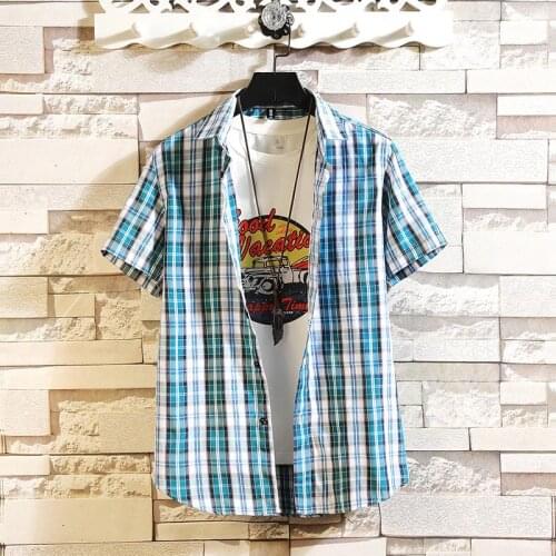 New Arrival Plaid Shirt Men Summer Slim Fit Dress Casual Short Sleeve Shirt Male Camisas Mens Dress Shirts Men Shirt camisa masc