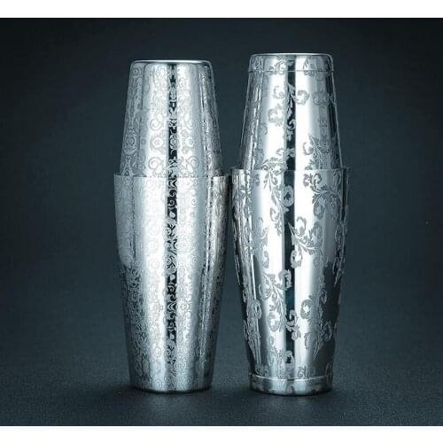 New 304 stainless steel engraving Boston shaker carving bar Cocktail Wine Shakers