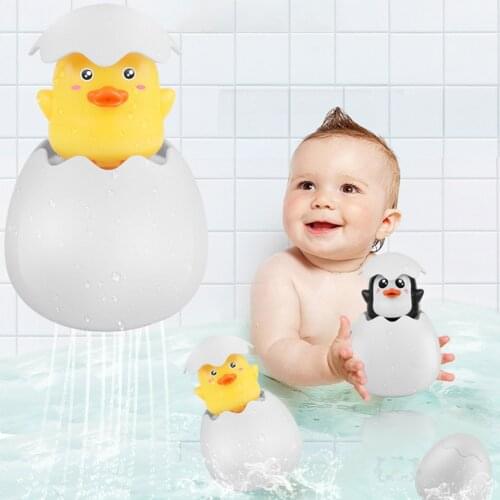 Cartoon Animal Sprinkler Penguin/Duck Egg Splashing Toy Cute Funny Plastic Water Spray Game Baby Bath Toy Bathtub Floating Duck