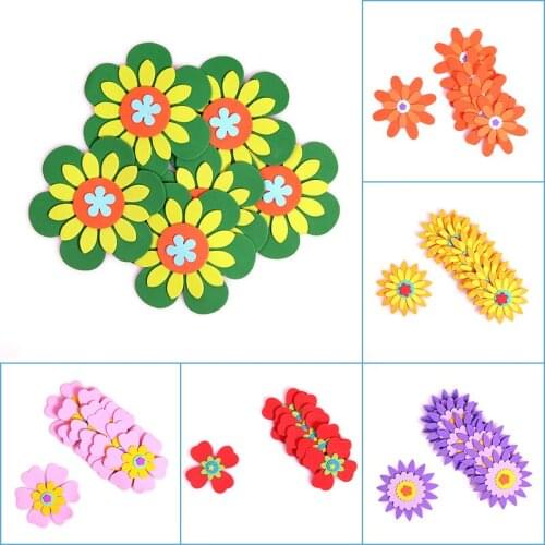 T-N 3D Art EVA Foam Flower Kid Wall Stickers Mixed Pattern Puzzle Toys Early Kindergarten School Classroom Handmade DIY Material