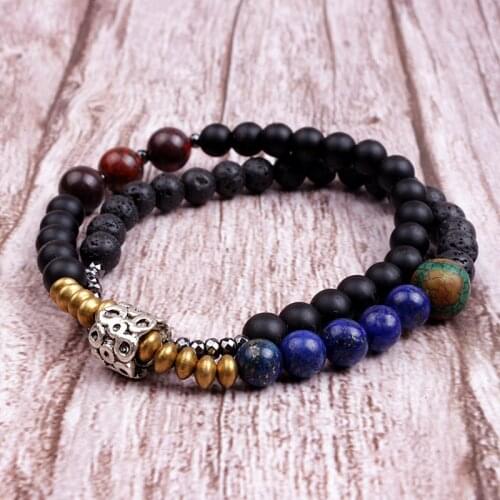 Vintage Handmade Multilayer Square Lapis lazuli Bracelet Men Tibetan Bead Bracelet Women Spiritual Bracelets