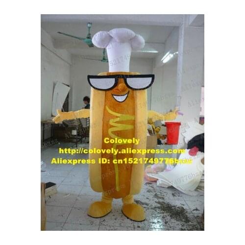 Delicious Brown Hotdog Hot Dog Chilli Dog Tube Steak Mascot Costume With Cylinder Body White Sunglasses Thin Arms No.7668 FS