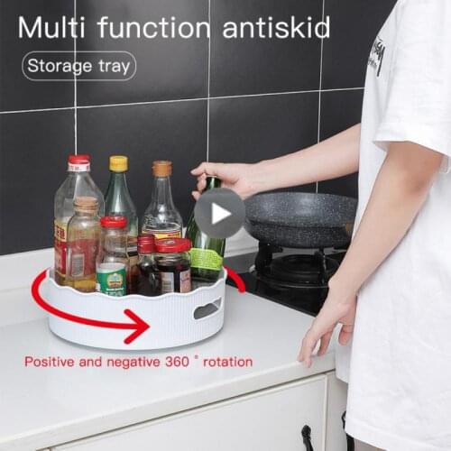 360 Rotating Tray Kitchen Storage Containers For Spice Jar Food Snack Tray Plate Bathroom Tray Desktop Organizer Snack Storage