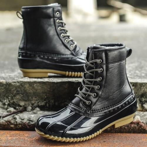 Womens Boots Lady Duck Boot With Waterproof Zipper Rubber Sole Women Rain Boots Lace Up Ankle Shoes Fur Winter Women Shoes