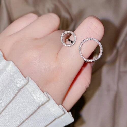 Geometric Aesthetic Ring 925 Sterling Silver Asymmetric Round Opening Adjustable Rings for Women Engagement Wedding Band Jewelry