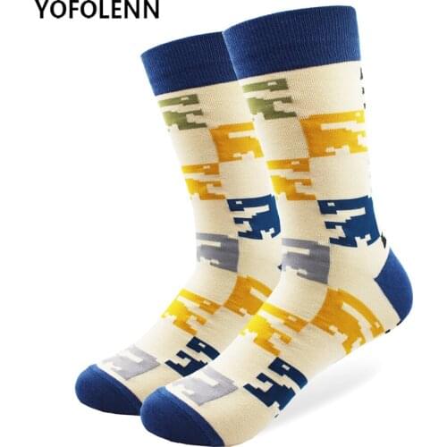 1 Pair Happy Funny Men Socks Combed Cotton High Quality Wedding Gift Womens Teen Sokken Cool Dress Crew Sock
