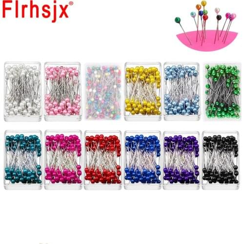 100pcs Pearl Sewing Pins 38mm Multicolor Straight Quilting Pins Dressmaking Pins for Jewelry Flower Decor DIY Sewing Supplies