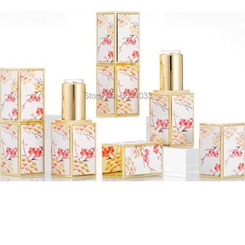 12.1mm High Grade 3D Court Style Beauty Cosmetic Lip Rouge Container Empty Embossment Retro Pattern Flower design Lipstick Tube