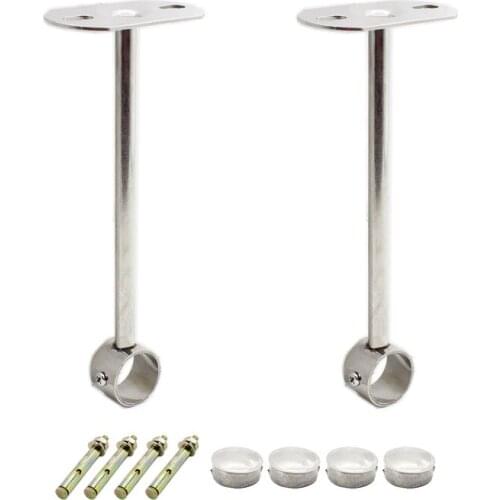 2 Pack Ceiling Mount Bracket,Stainless Steel Wardrobe Pipe Bracket Rod Holder Ceiling Holder, Holder Pipe Flange Socket Len 20cm