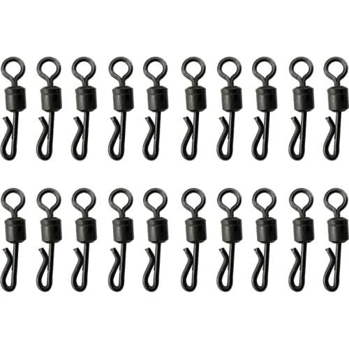 2020 Fishing Tackle 20pcs Q-shaped Rolling Quick Change Swivels Size 4 Snap Connectors Carp Fishing Terminal Tackle Accessories