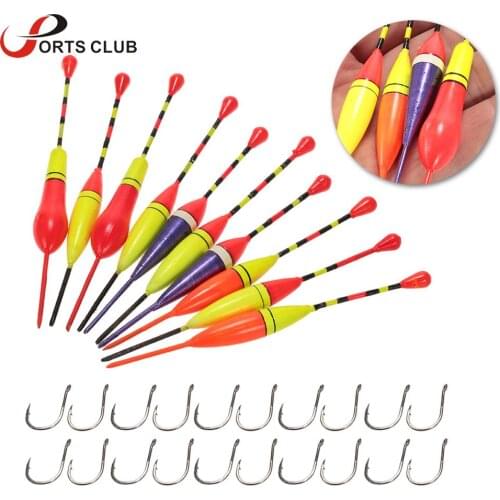 30pcs Multi-purpose Light Fishing Floats Floaters Hooks Set Antenna Slip Buoyant Bite Indicators Float Buoy Fishing Tackle