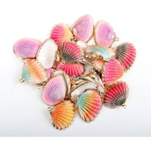 5 designs Gold plating DIY conch Colorful Natural Seashells Decorations Scallop conch Crafts Decor Ornament 5Pcs