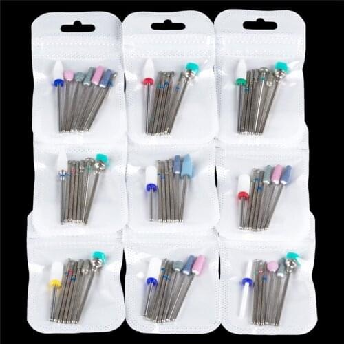 7PCS Milling Cutter for Manicure Diamond Ceramic Nail Drill Bits Mills Removing Nail Bit Set Gel Electric Manicure Machine Tools