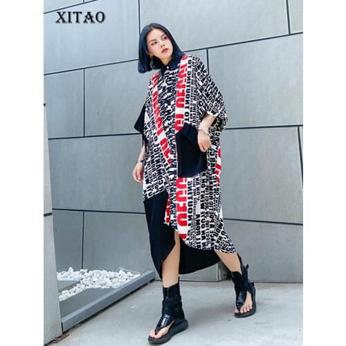 XITAO Europe Original Print Loose Long Blouse Pocket Turn Down Collar Causal 2020 Summer New Small Fresh Fashion Top DMY5036