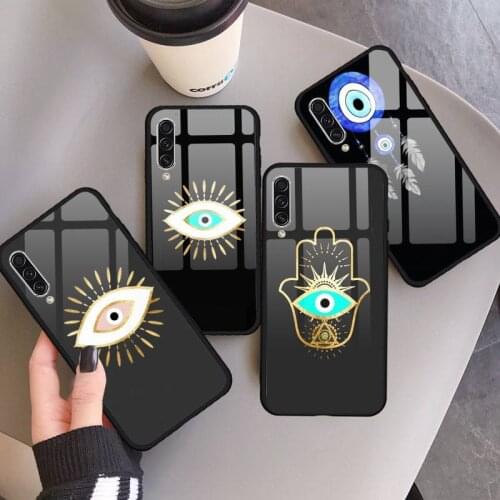 Evil Eye Illustrations Phone Case Tempered glass For Samsung S6 S7 edge S8 S9 plus A7 2018