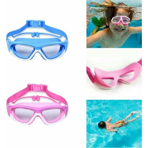 Kids Swim Goggles Anti-fog Uv Protection Swim Glasses Clear Wide Vision Swim Glasses With Earplug Children Swimming Accessories