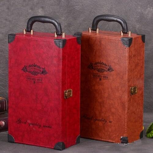 Double Bottle Holder PU Leather High-grade Wine Box 750ml 2 Bottles Package Commercial Gift Packing