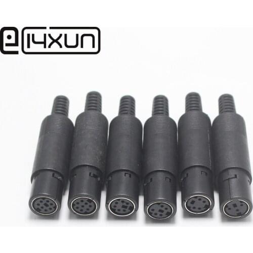 EClyxun 1Pcs Mini 3 4 5 6 7 8 Pin Din Female Plug With Plastic Handle Adapter Soldering Cables DIY Connector
