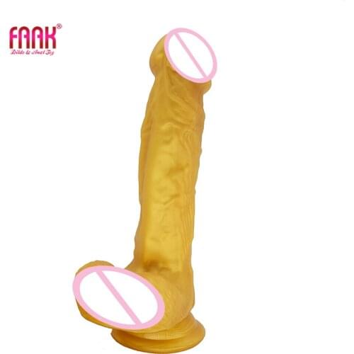 FAAK silicone realistic dildo golden penis with suction cup Sex Toys for Woman Strapon Female Masturbation butt massage