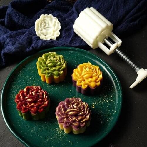 YYSD Mooncake Mold Mid-Autumn Festival Hand-Pressure Flower Moon Cake Mould 125/150g DIY Decoration Mooncake Press Molds