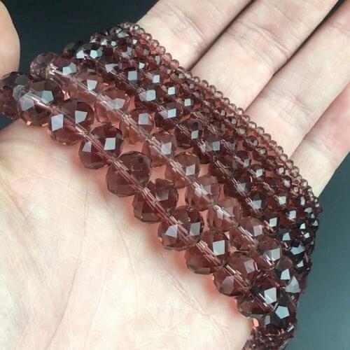 Faceted Wine Red Glass Crystal Rondelle Beads Loose Spacer Bead For Jewelry Making DIY Bracelet Earrings 15'' 4/6/8/10/12/14mm