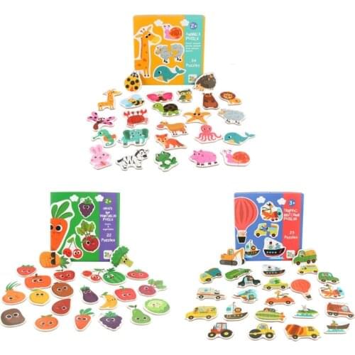 J60B Montessori Toy 3D Puzzle Busy Board Easy Tangram Cartoon Jigsaw for Activity Center Wooden Busy Board for Kid Age 2Year