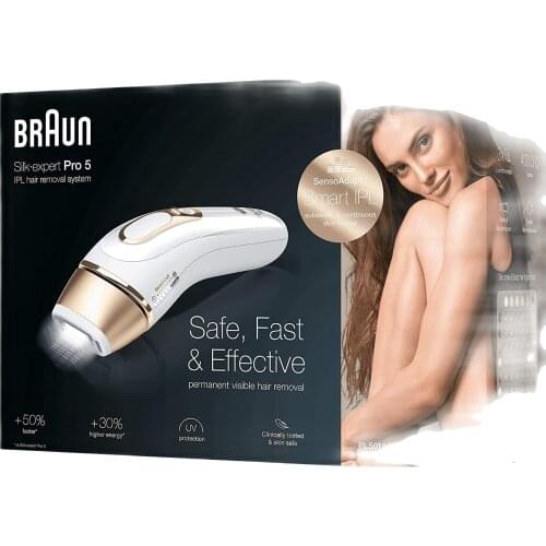 IPL Silk Expert Pro 5 PL5014 generation IPL, lasting visible women and men hair removal for Premium 400,000 flashes