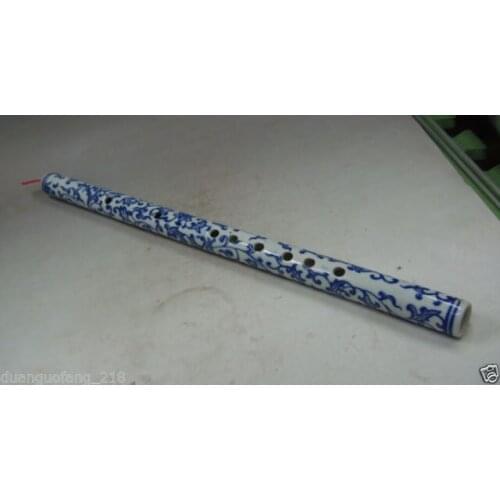 Chinese Collectible Blue & white Porcelain Handwork Painted Flower Usable Flute
