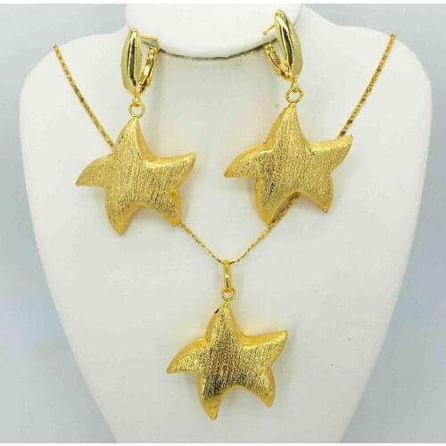 Fashion Dubai gold jewelry set African bridal wedding gift for women Saudi Arabia Necklace Earrings collar jewelry