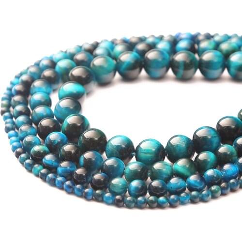 38cm/St 4-12mm 32-89Pcs Natural Royal Blue Amber Loose Round Stone Beads for Jewelry Making DIY Bracelet Necklace Accessories