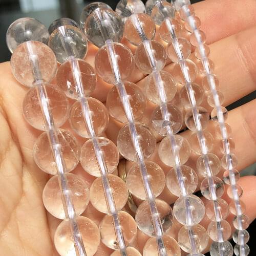 Natural Clear Quartz Stone Beads Round Loose Spacer Bead For Jewelry Making DIY Bracelet Accessories 15''Inches 4 6 8 10 12mm