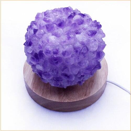 Natural crystal lamp colorful stone assembled warm romantic LED light source light decoration home bedside lamp table Meditation