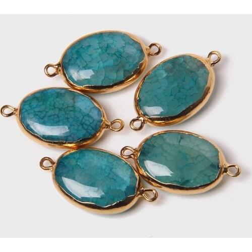 Natural Stone Connector Irregular Green Agates Hemming Connector for Jewelry Making DIY Accessories Bracelet Nacklace Earrings