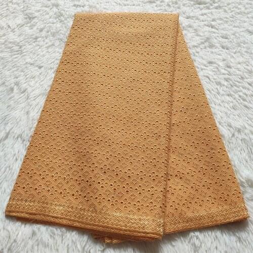 Nigerian Swiss Voile Lace In Switzerland 2021 High Quality African Swiss 100% Cotton Gold Lace Fabric For Dress HZ1124