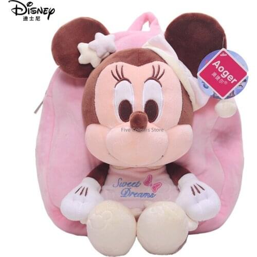 2021 New Disney Mickey Minnie Kindergarten Cartoon Plush Childrens School Bag Backpack Wholesale in Stock