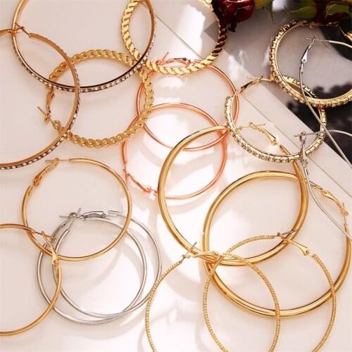 Vienkim 2020 New Big Circle Round Hoop Earrings for Womens Fashion Statement Gold Color Punk Charm Earrings Party Jewelry Gifts