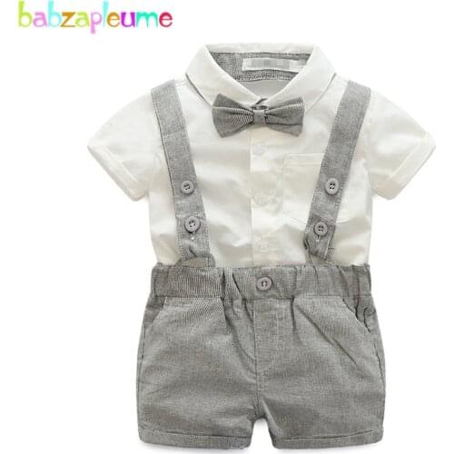 Baby Boys Clothes Child Outfit Boy Shirt Short Pant Infant Clothing set Gentleman Bow Tie Kids Boy Costume 2pcs Clothes set A092